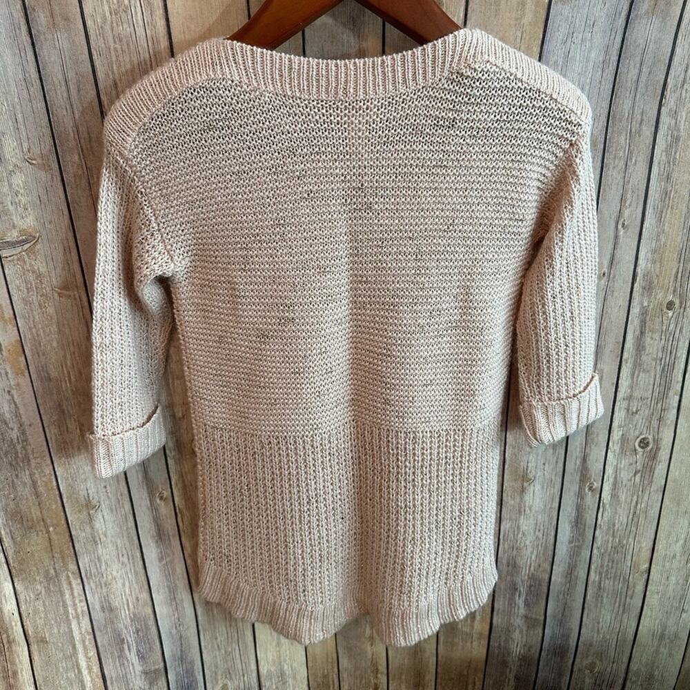 Chicos Size 0 (small) pink gold shimmer super cute cable kit sweater, EUC - Picture 4 of 5